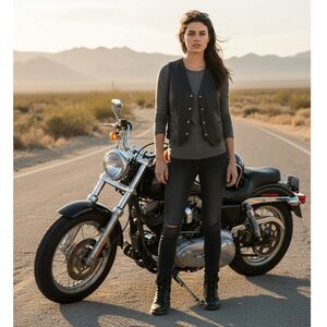 Harley-Davidson Women's Black Leather Snap Button Vest XS